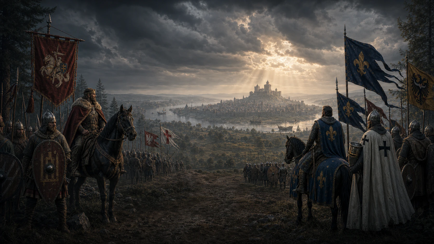 Medieval rulers, cities and armies connected in a persistent European campaign