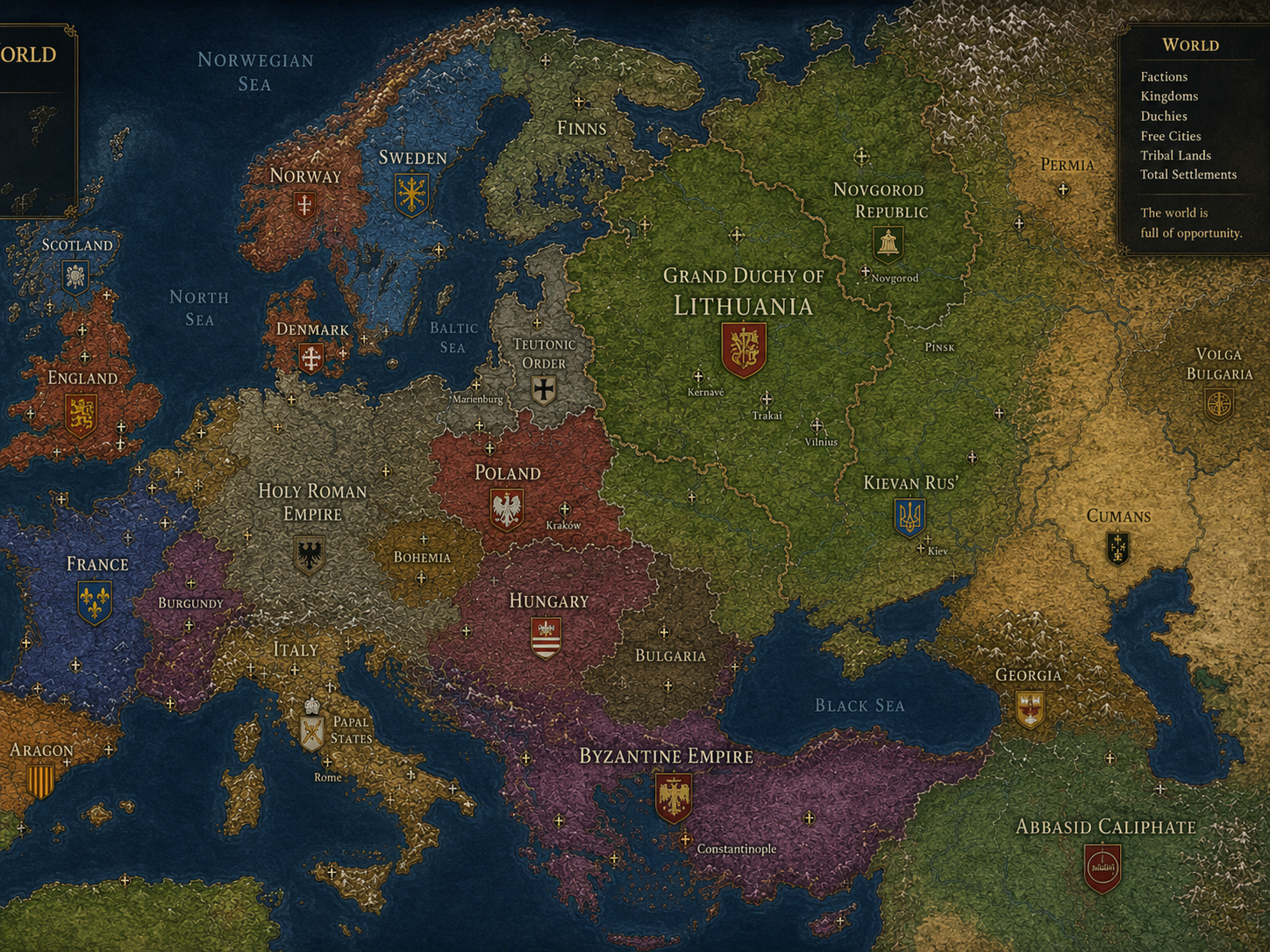 Political map of medieval Europe